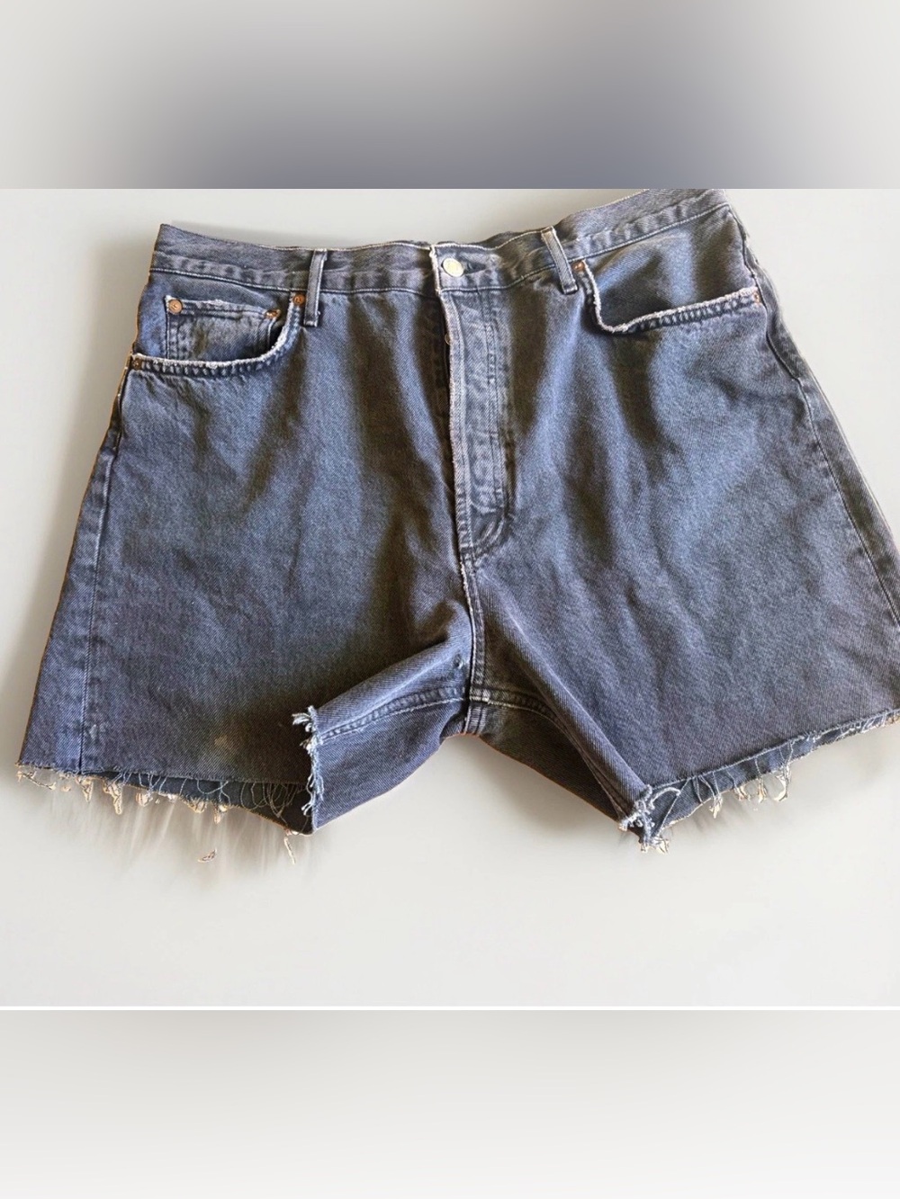 Agolde Black High-Rise Cutoff Denim Shorts